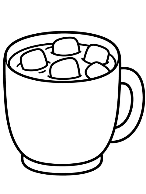 Easy Hot cocoa with marshmallows coloring page