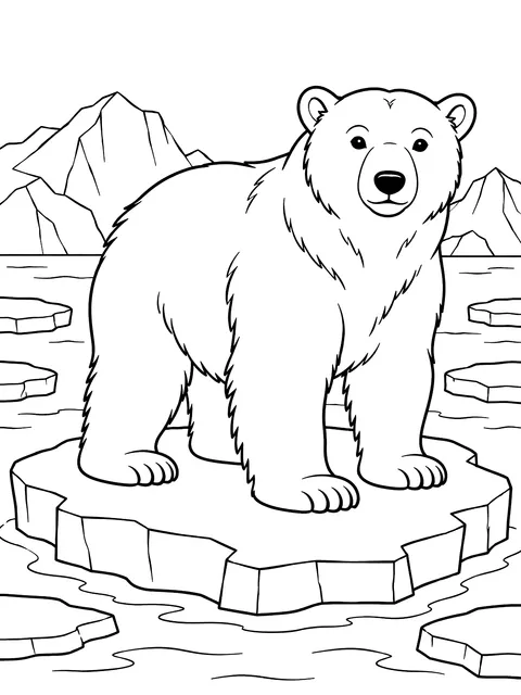 Polar bear on an ice floe coloring page