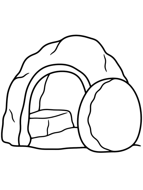 Easy Empty tomb with the stone rolled away coloring page