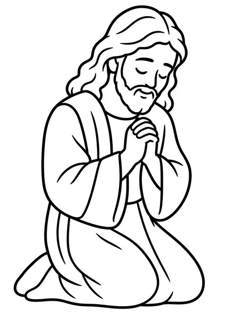 Easy Jesus praying coloring page