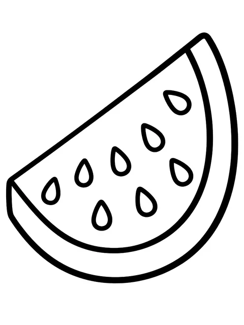 Easy Watermelon slice with seeds coloring page