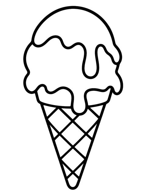 Easy Dripping ice cream cone coloring page