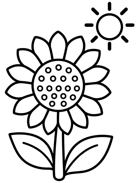 Easy Sunflower in the sun coloring page