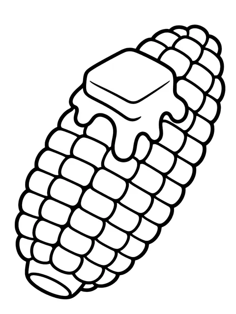 Easy Corn on the cob with butter coloring page