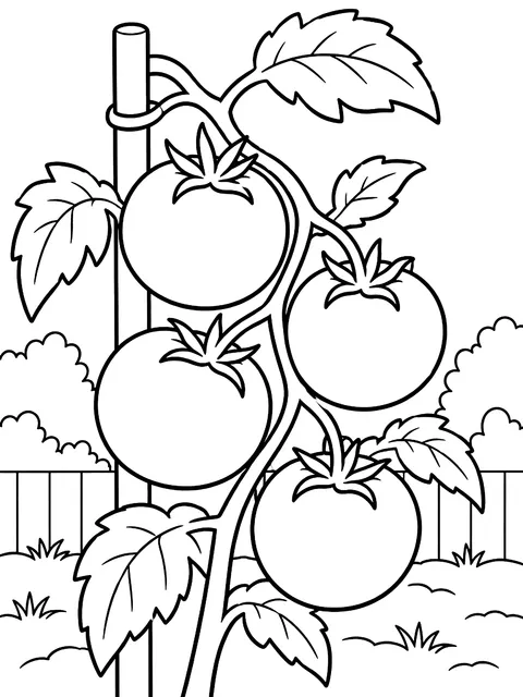 Tomatoes on the vine coloring page
