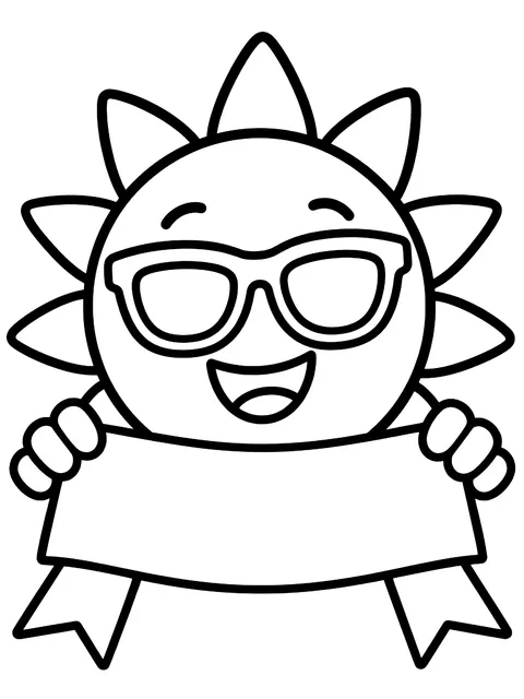 Easy Hello summer banner coloring page