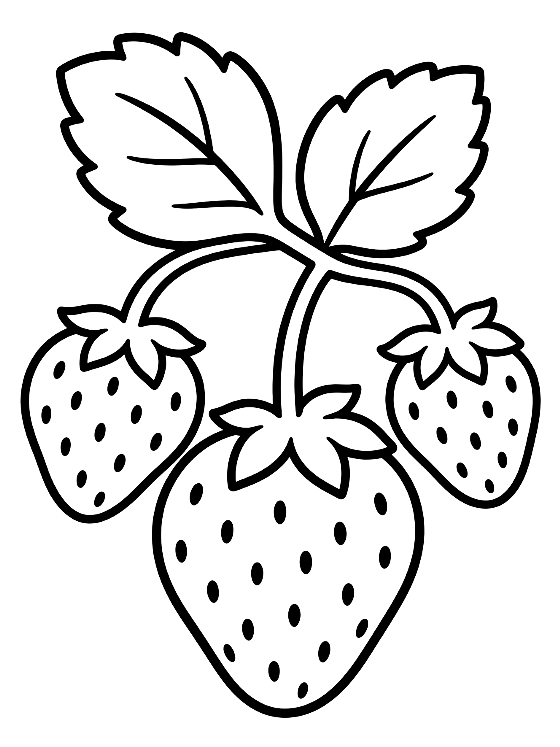 Easy Strawberries on the vine coloring page