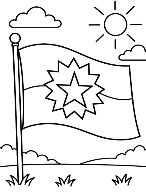 Juneteenth flag with its star coloring page