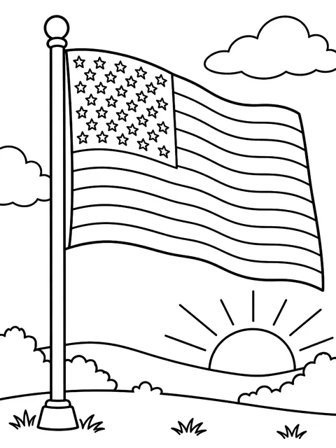 American flag for Flag Day coloring page