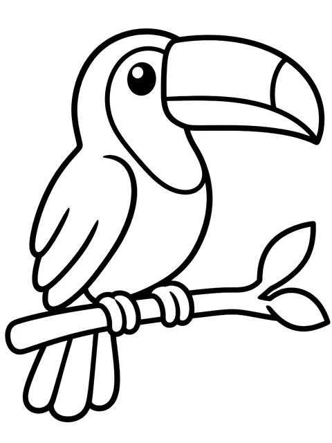 Easy Toucan on a branch coloring page