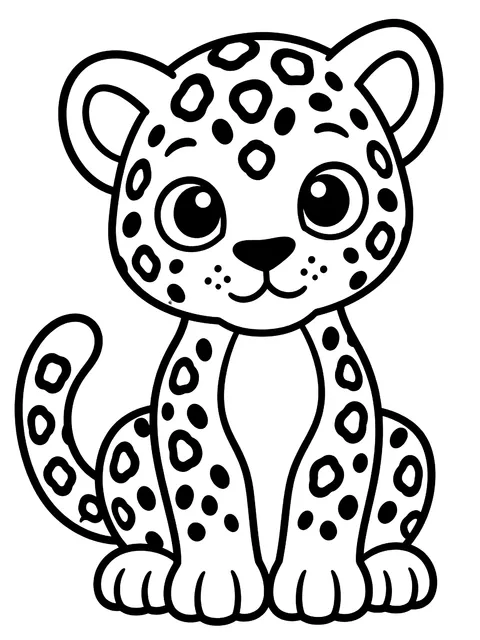 Easy Baby jaguar sitting coloring page