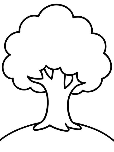 Easy Single tree on a hill coloring page