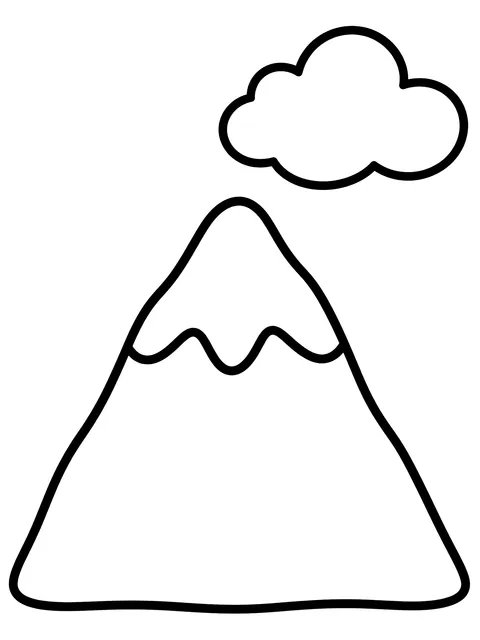 Easy One mountain and a cloud coloring page