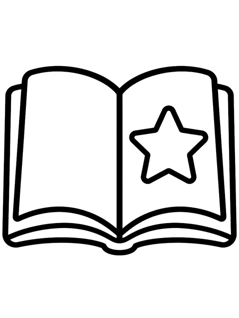 Easy Open book with a star coloring page