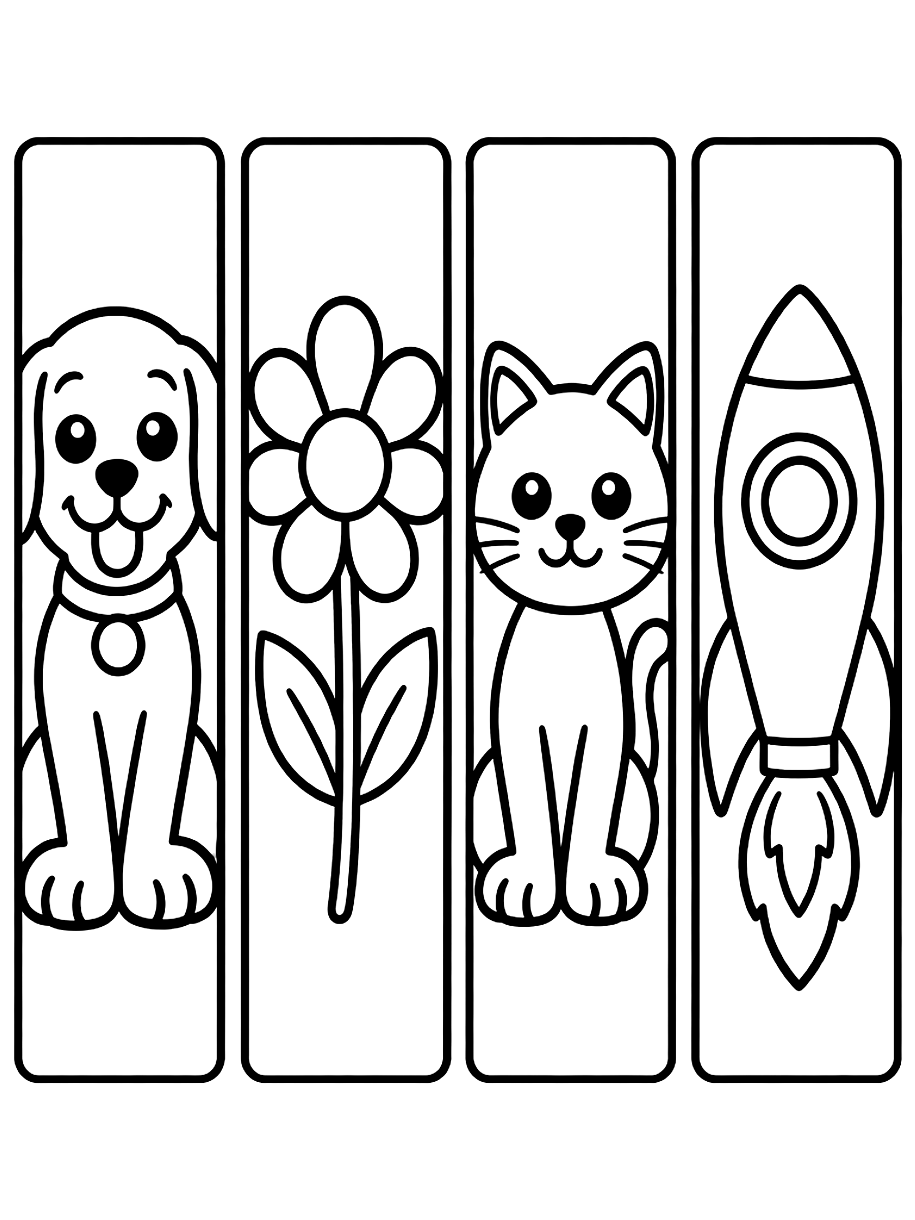 Easy Four bookmarks to color and cut coloring page