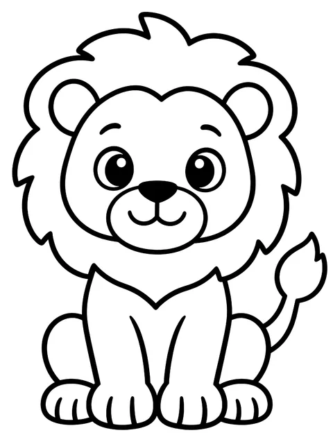 Easy Cute lion sitting coloring page