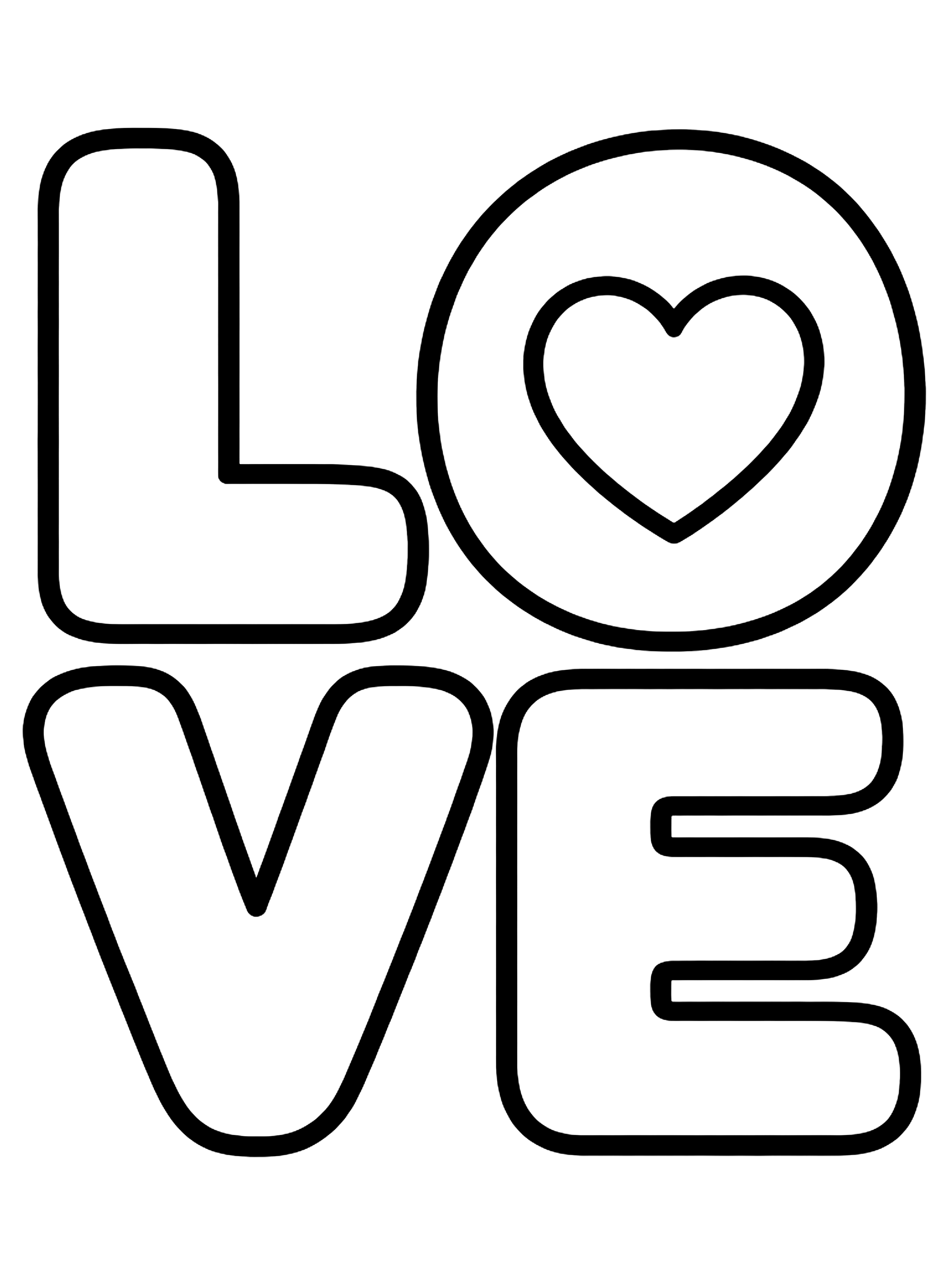 Easy The word love in block capitals coloring page