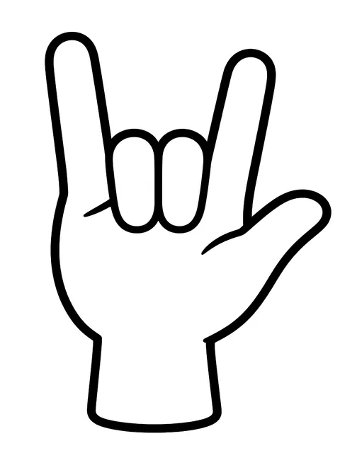 Easy I love you hand sign coloring page
