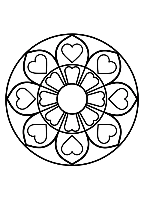 Easy Easy flower mandala coloring page