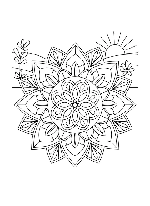 Geometric mandala coloring page