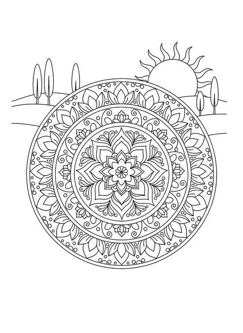 Lotus mandala coloring page