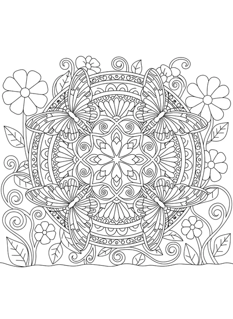 Butterfly mandala coloring page