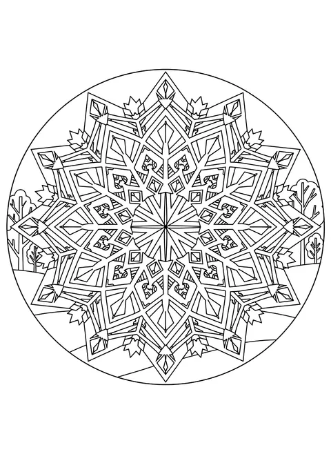 Snowflake mandala coloring page