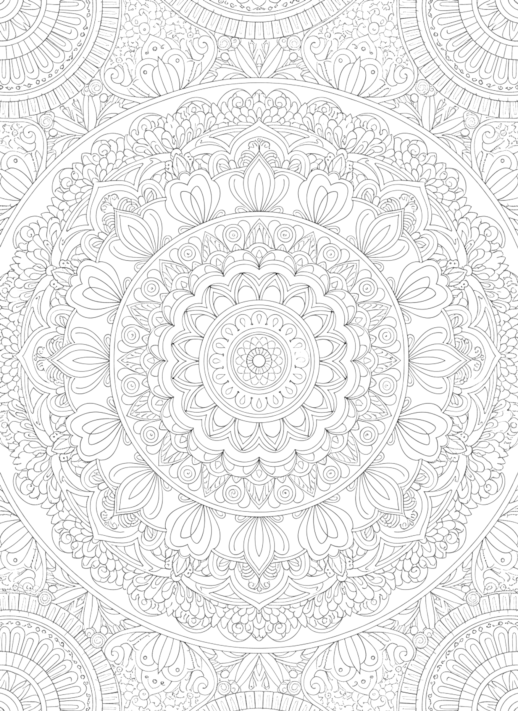Detailed Detailed mandala coloring page