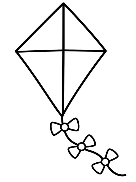 Easy Diamond kite with a tail coloring page