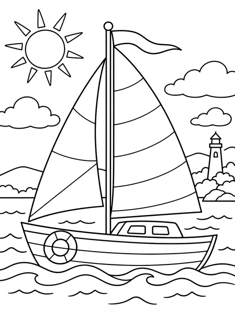 Addition within 20 sailboat coloring page