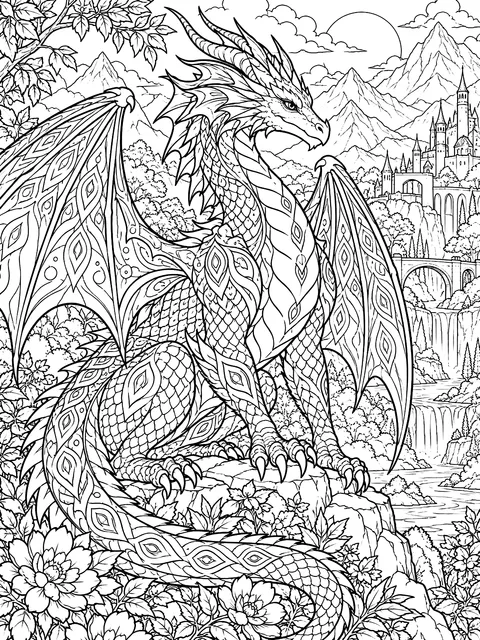 Detailed Mixed multiplication dragon coloring page