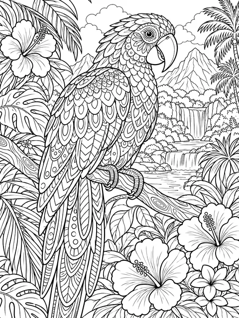 Detailed Multiplication 6s to 9s parrot coloring page