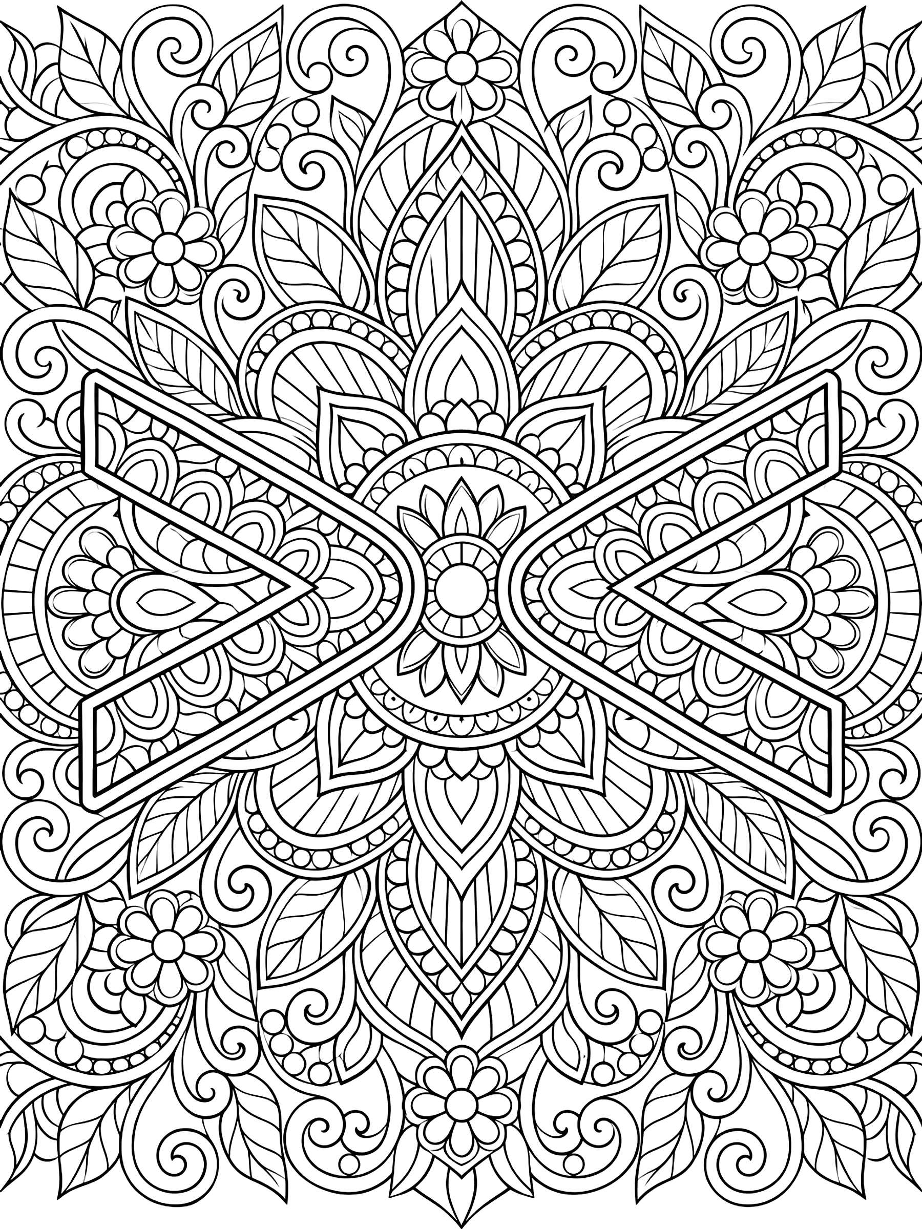 Detailed Greater than or less than mosaic coloring page