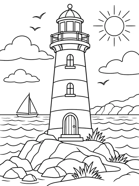 Multiplication by 10 lighthouse coloring page