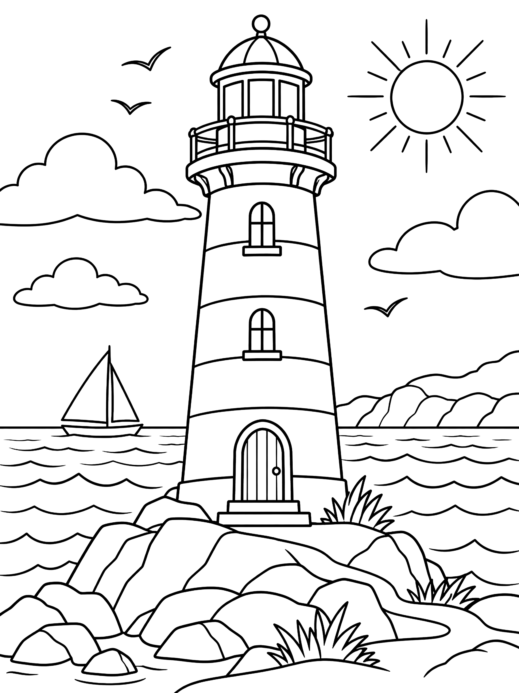 Multiplication by 10 lighthouse coloring page