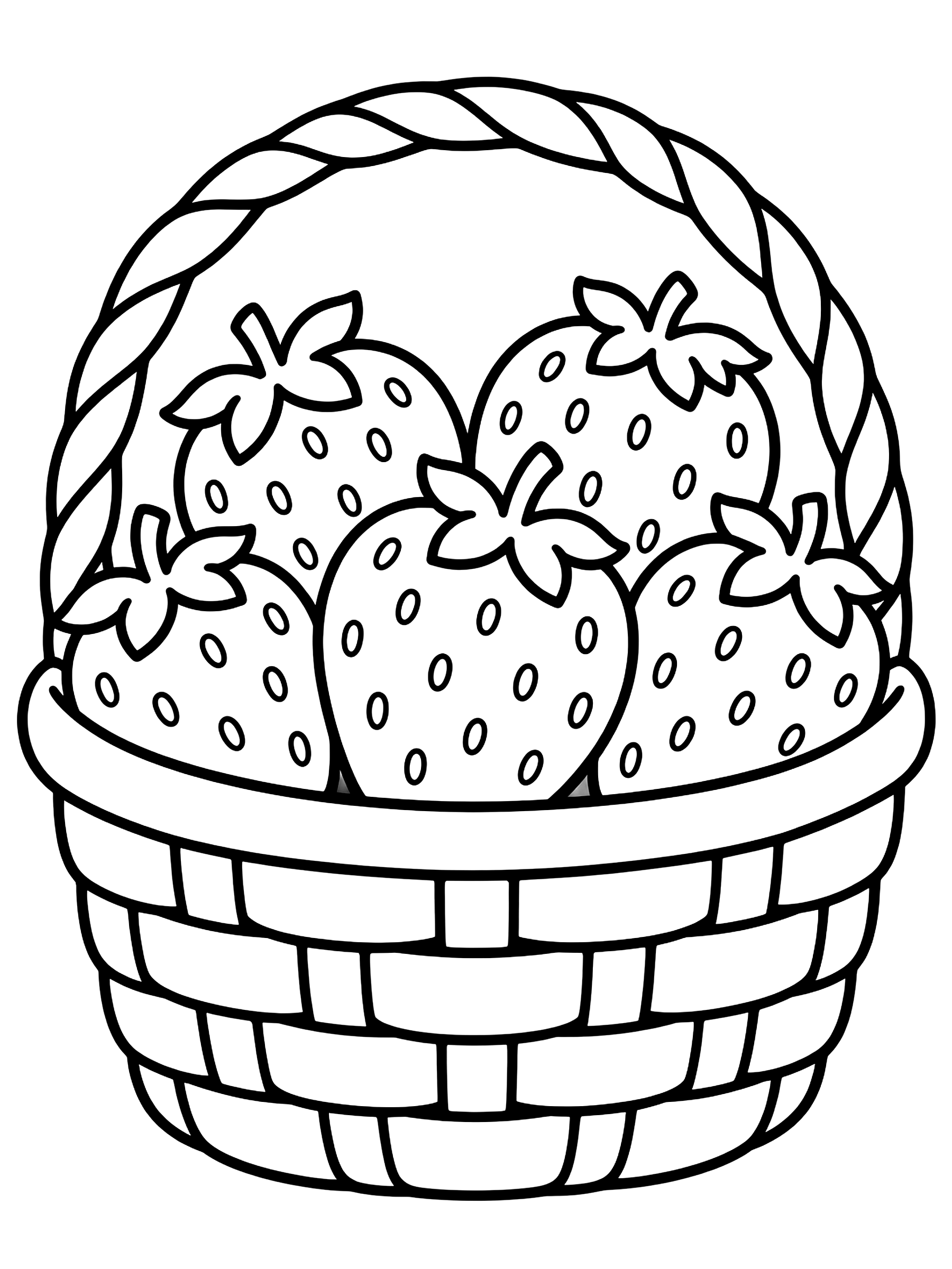 Easy Basket of strawberries coloring page