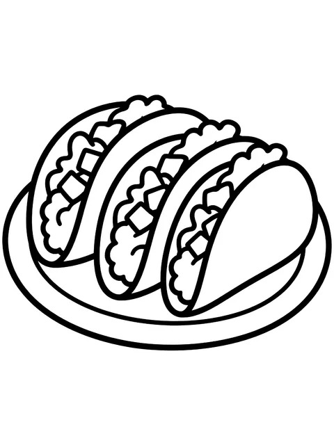 Easy Plate of tacos coloring page