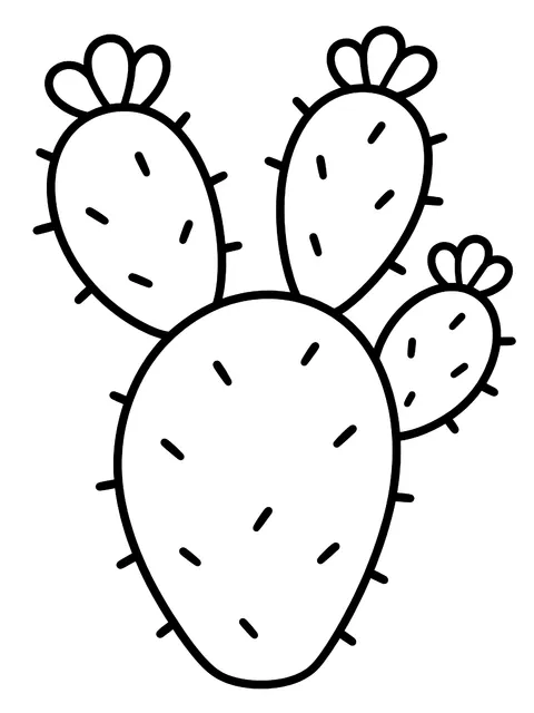 Easy Prickly pear cactus coloring page