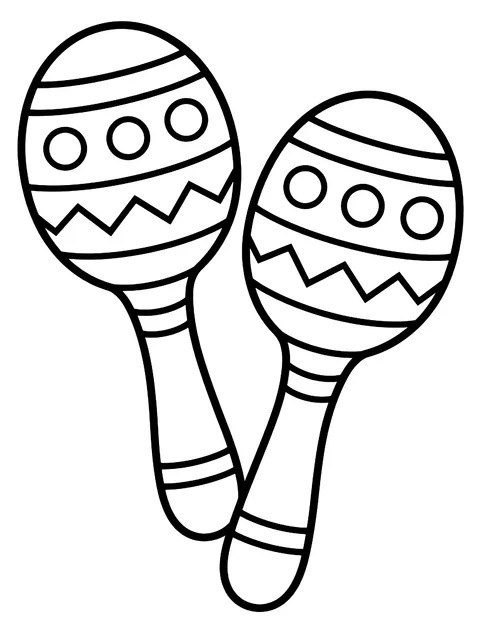 Easy Pair of painted maracas coloring page