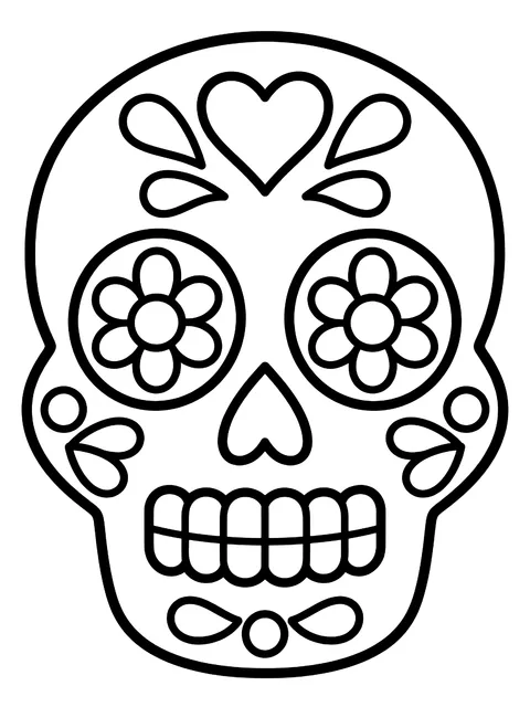 Easy Simple sugar skull coloring page