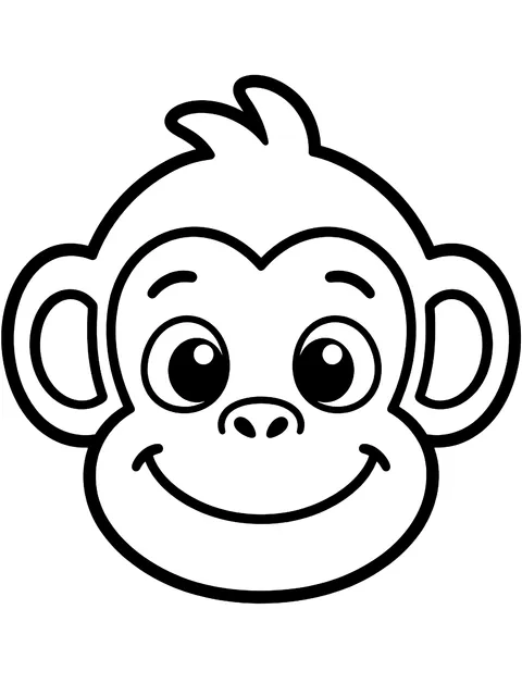 Easy Smiling monkey face coloring page