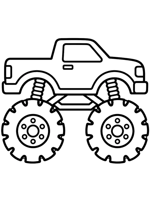 Easy Monster truck side view coloring page