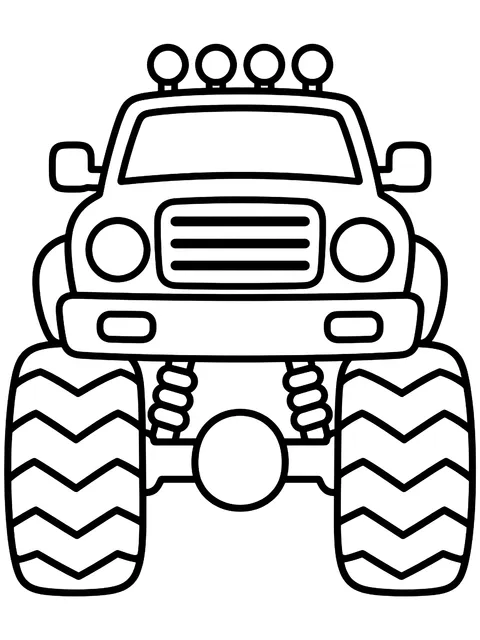 Easy Monster truck from the front coloring page