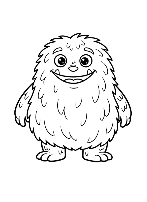Easy Fuzzy friendly monster coloring page