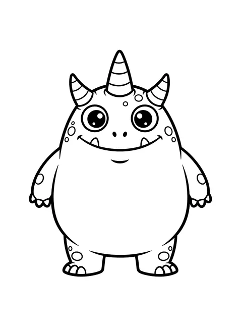 Easy Three-horned monster coloring page