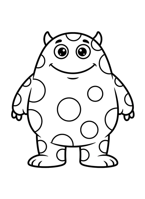 Easy Polka-dot monster coloring page
