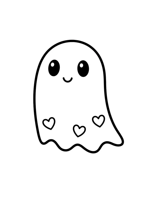 Easy Cute ghost coloring page