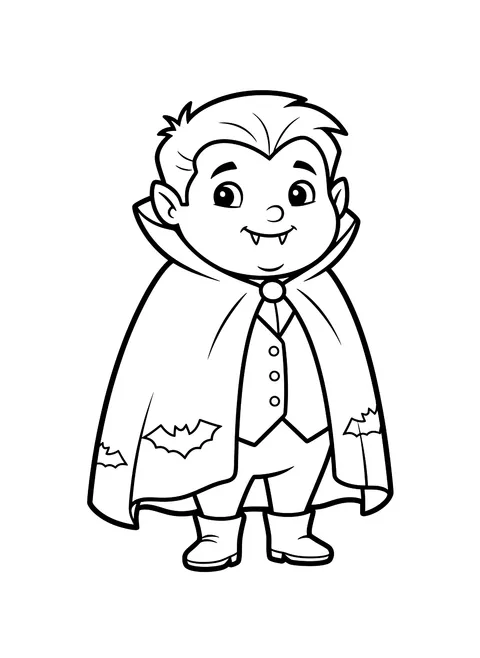 Easy Little vampire with a cape coloring page