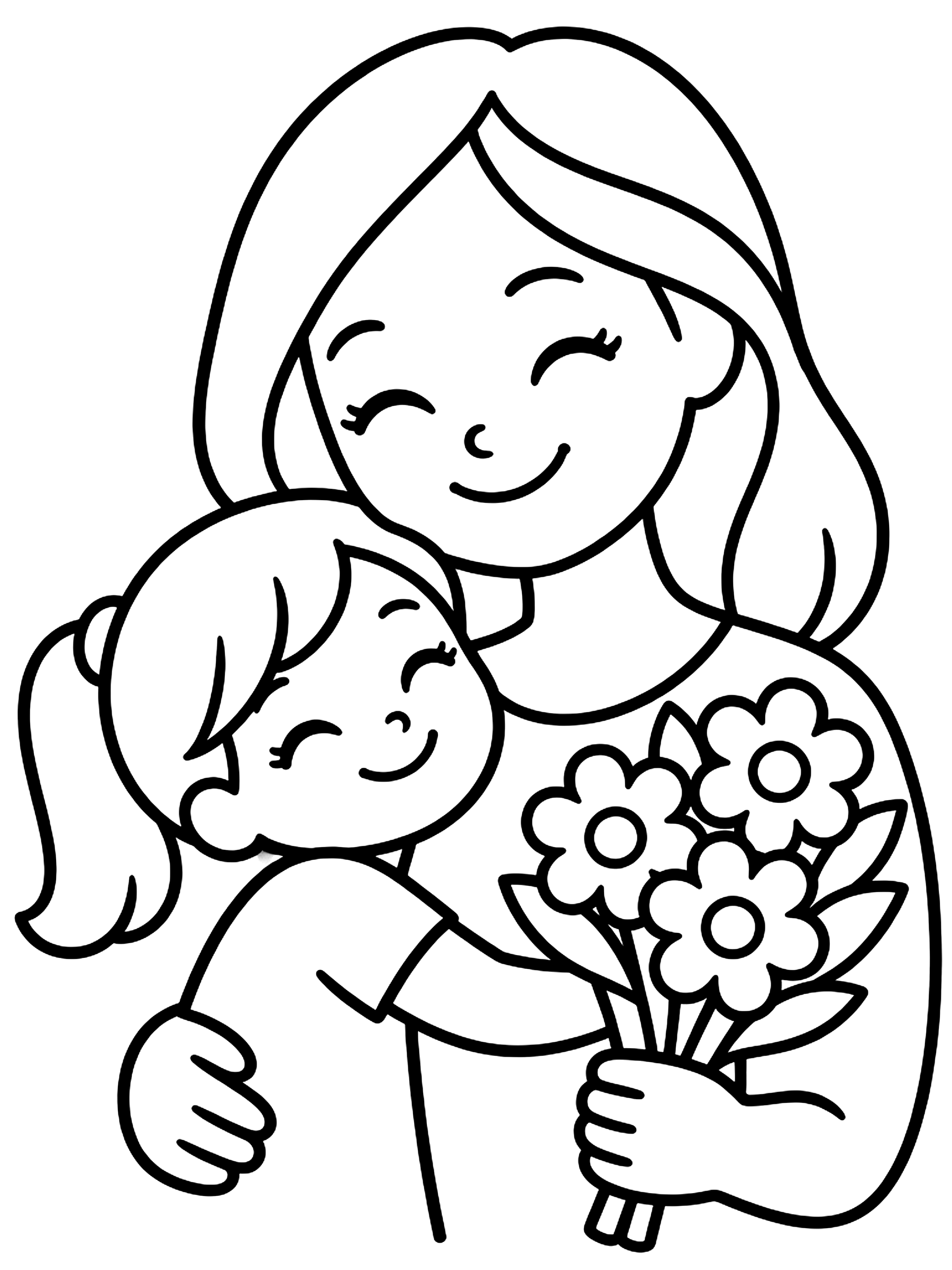 Easy Happy Mother's Day card front coloring page