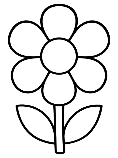 Easy One big flower for mom coloring page